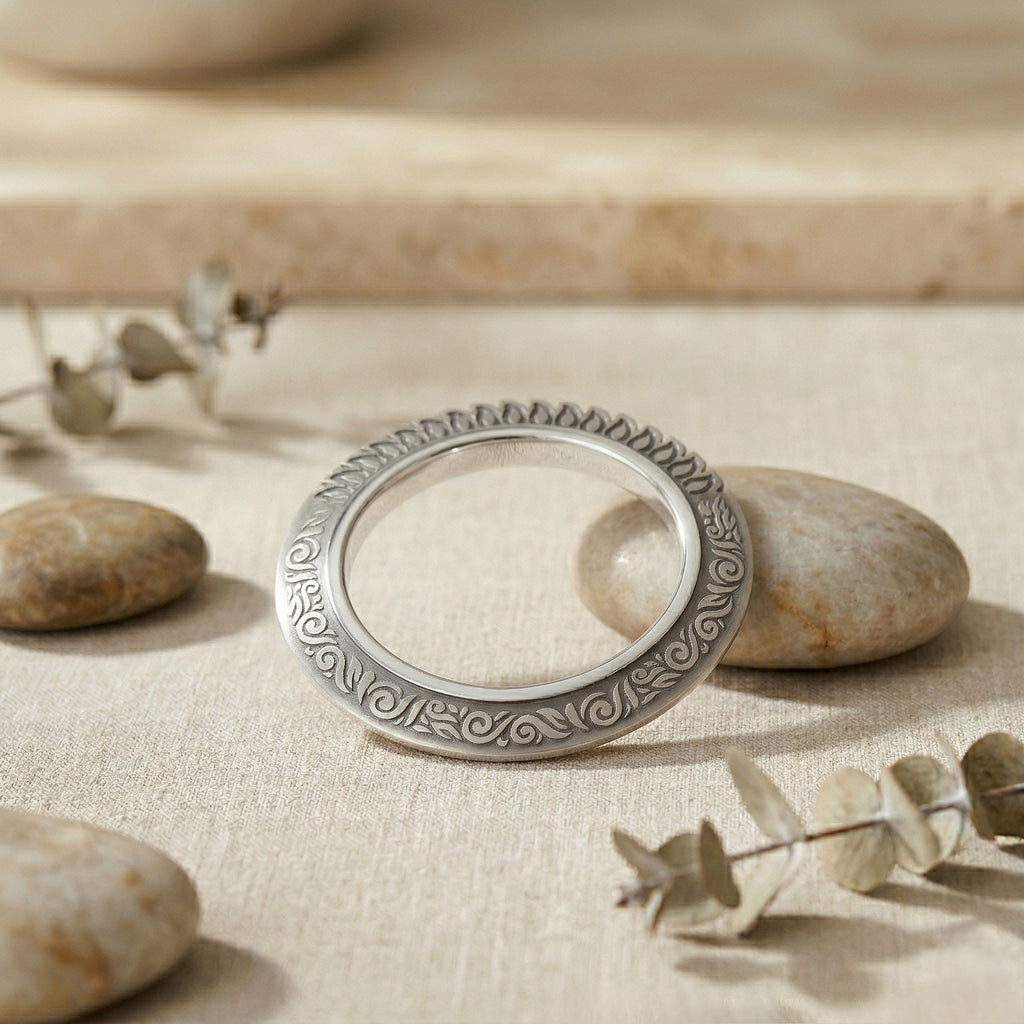 Unique Engraved Kada – Gun Metal
