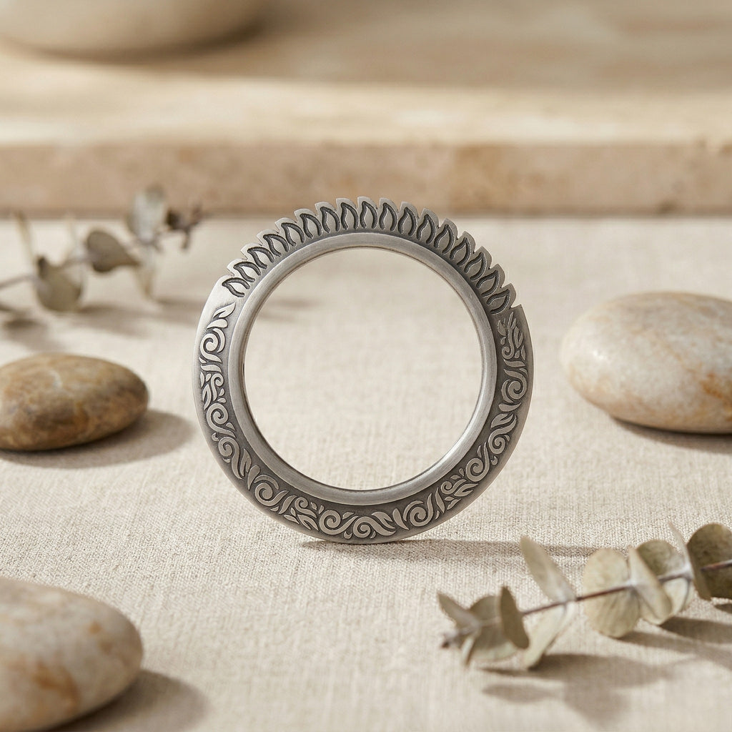 Unique Engraved Kada – Gun Metal