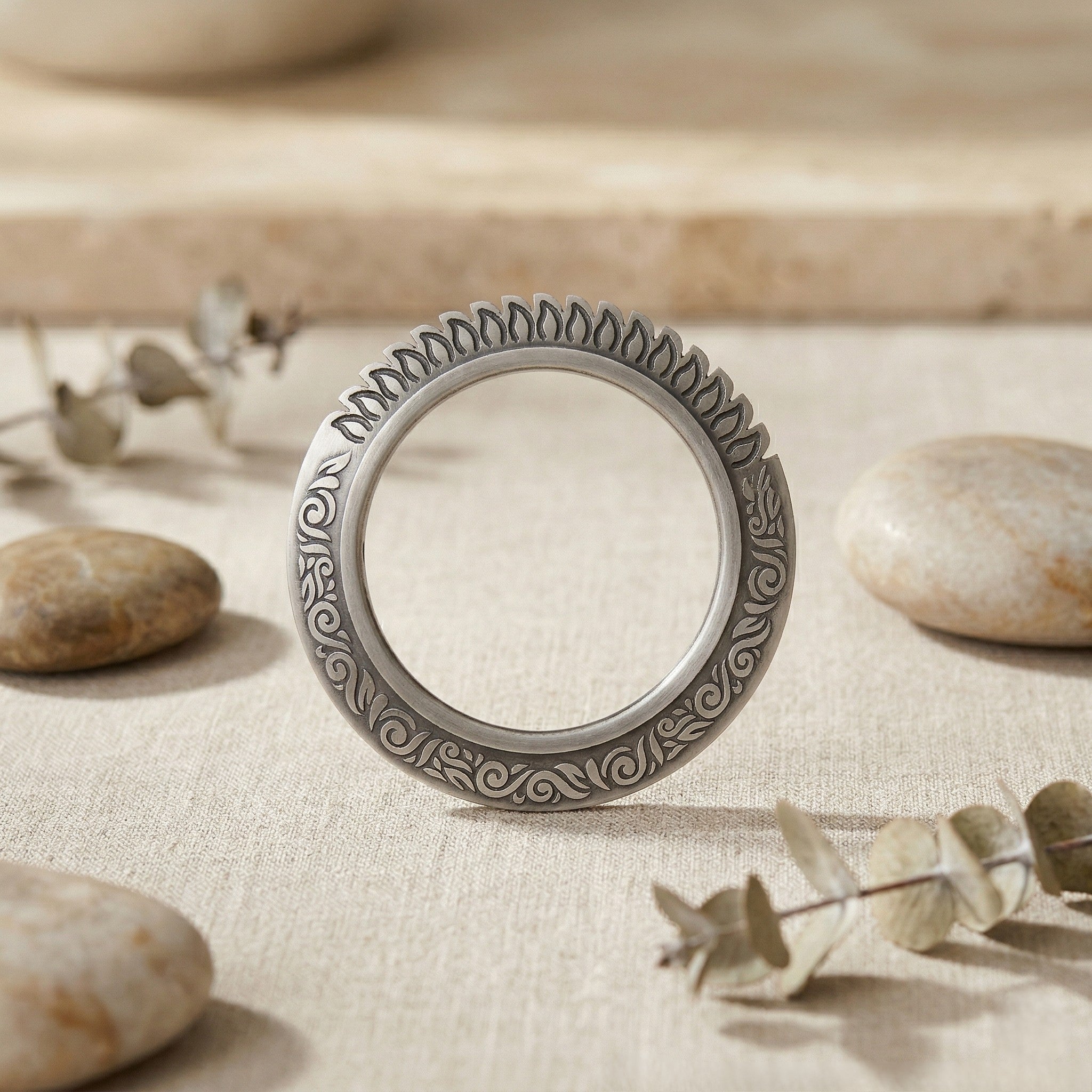 Unique Engraved Kada – Gun Metal