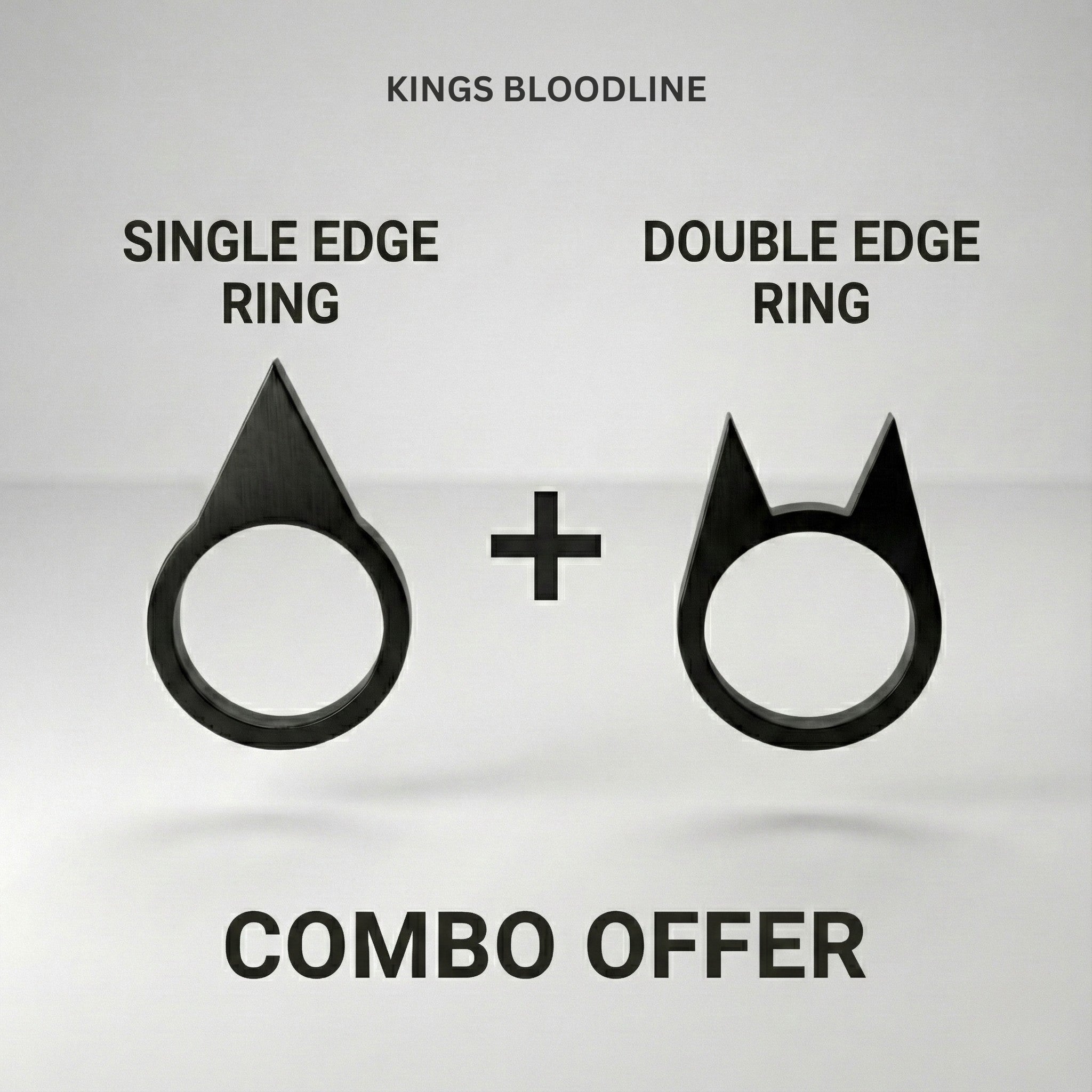 Two Batman self defence rings labeled 'Single Edge Ring' and 'Double Edge Ring'on a gray background.