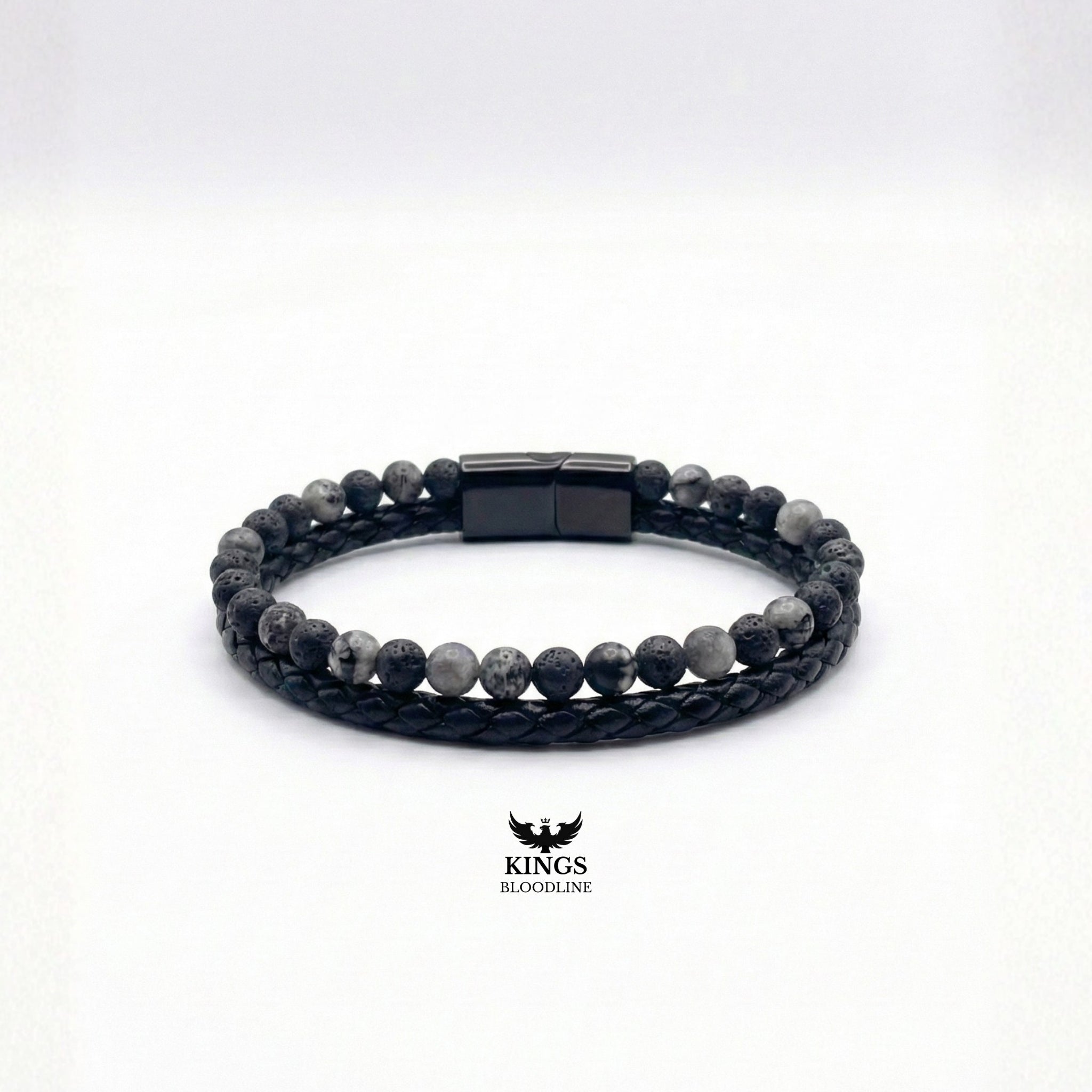 Beaded & Leather Bracelet on white background
