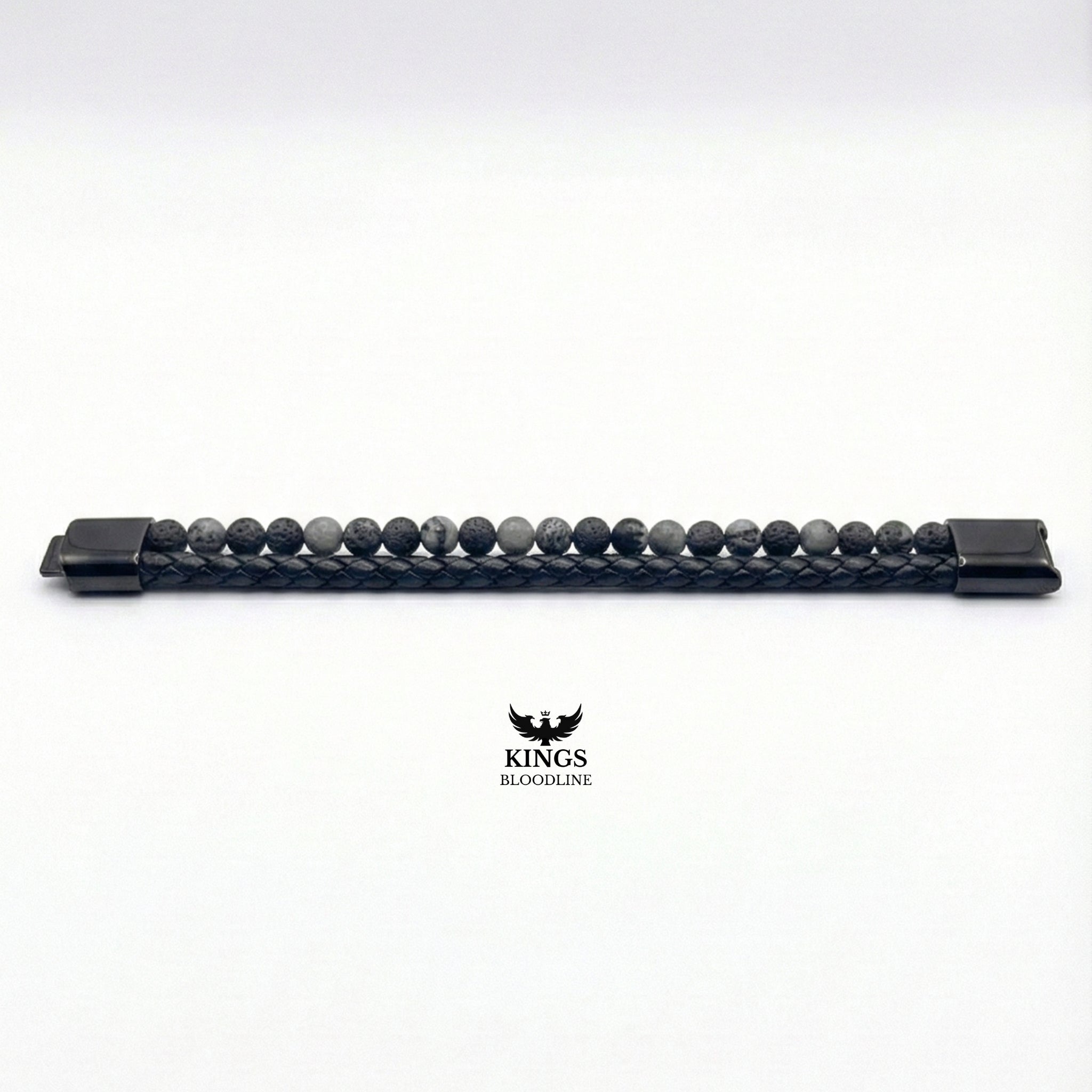 Beaded & Leather Bracelet with embedded stones