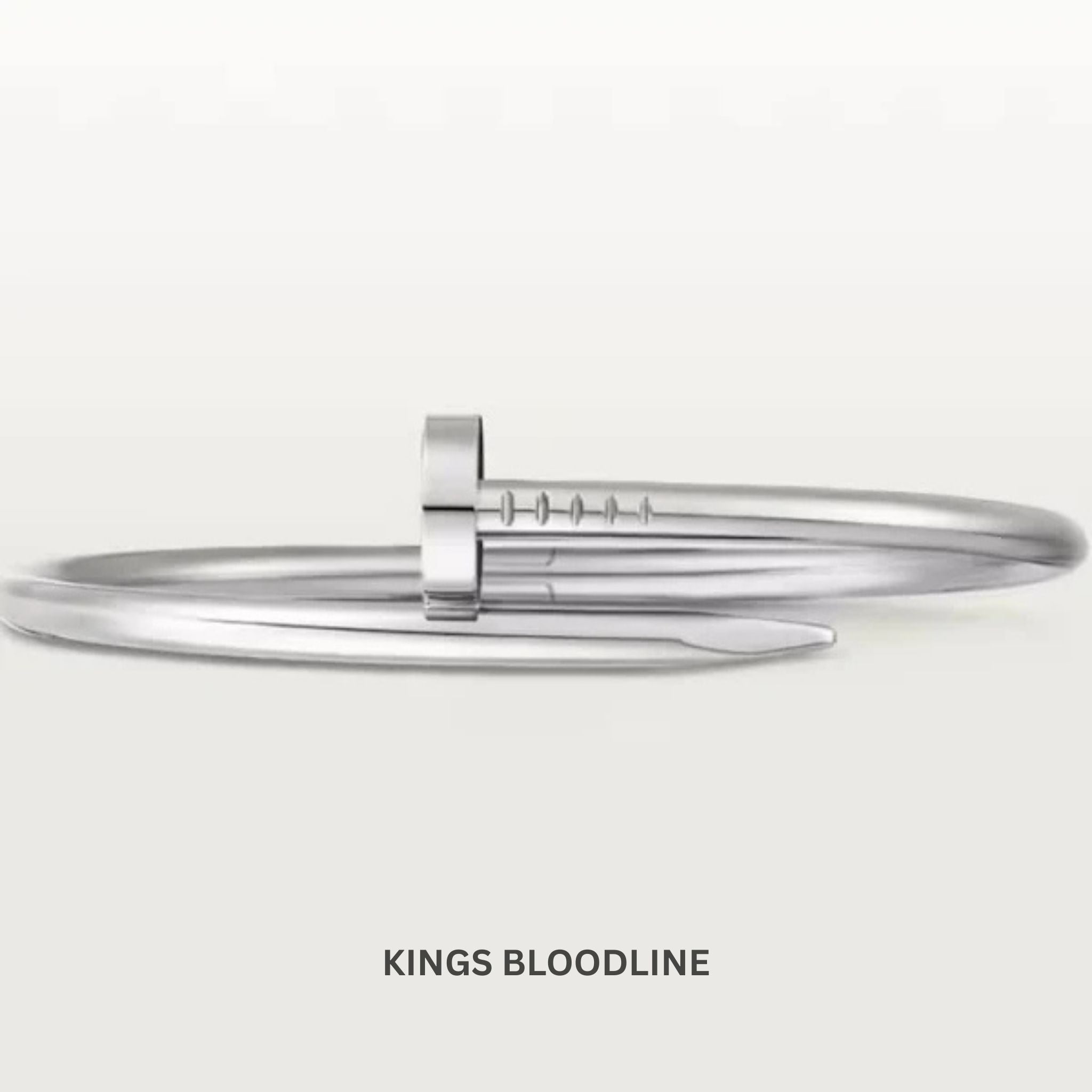 Silver nail bracelet with white background