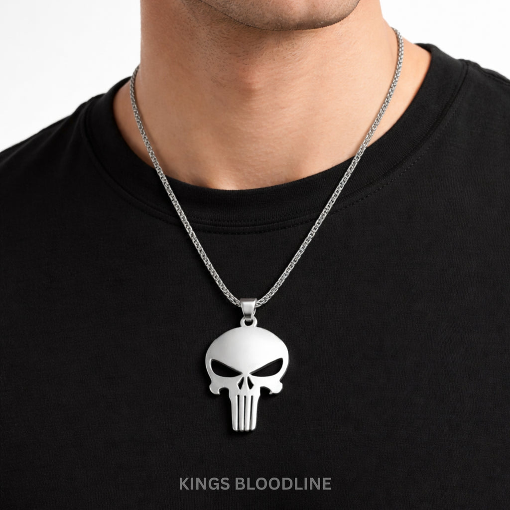 Skull Pendant on black tshirt