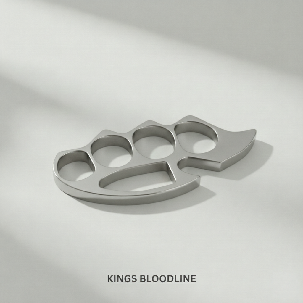 Steel knuckle punch on white surface