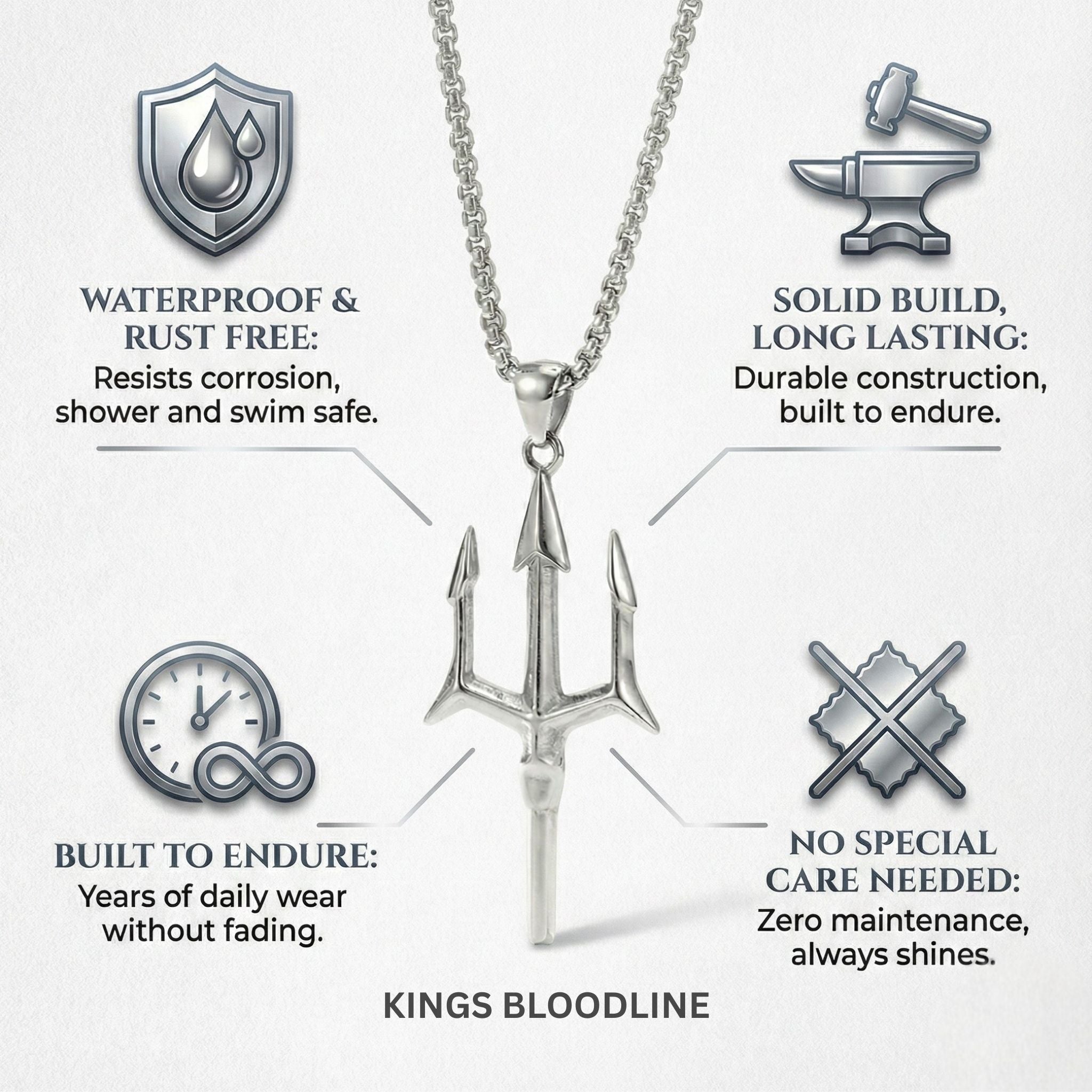 Trishul Pendant on white background infographics