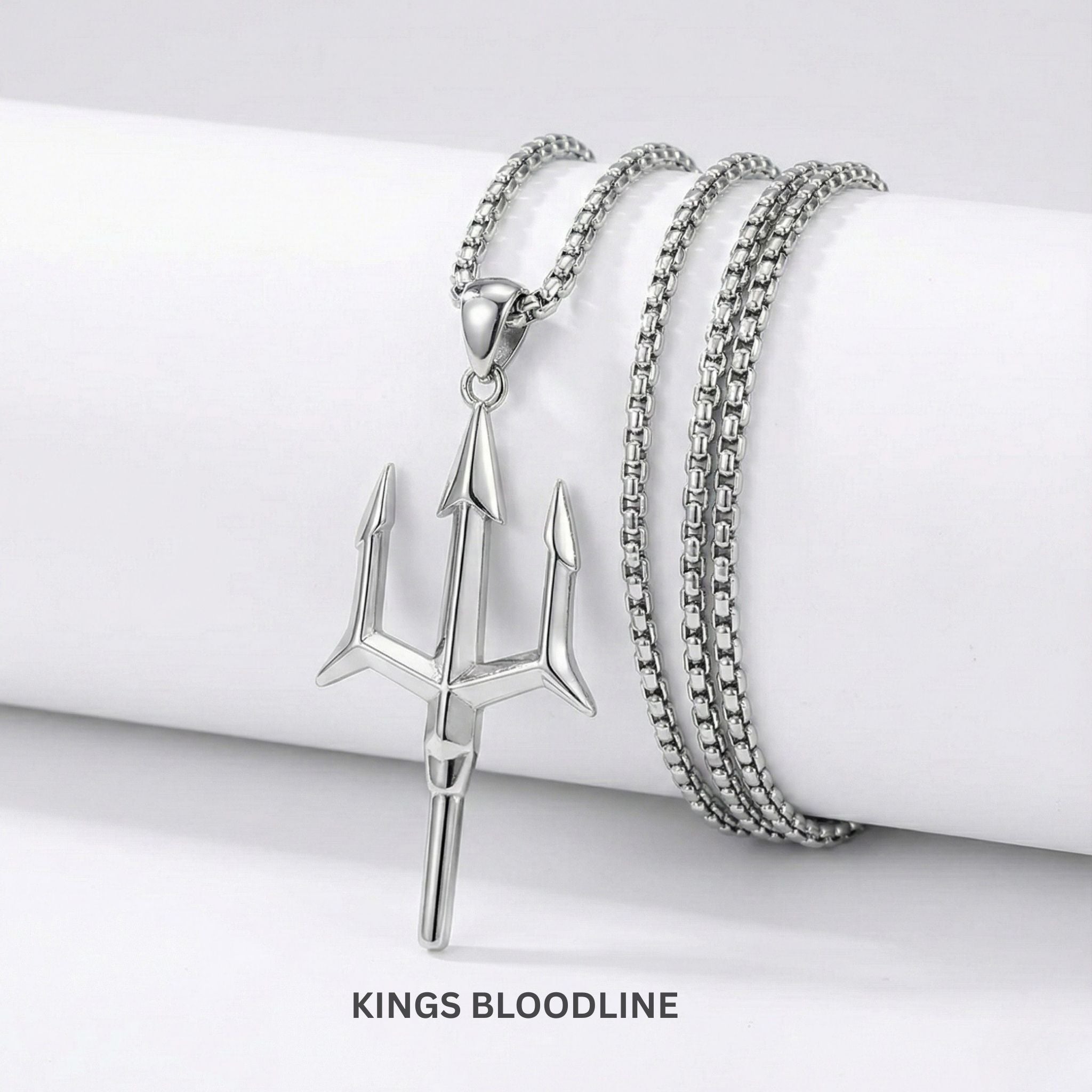 Trishul Pendant on white background with chain